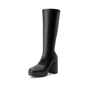 New DREAM PAIRS Women's Platform Knee High Boots Chunky Block Heel Side Zipper